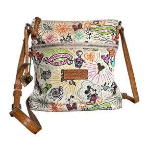 Dooney & Bourke Disney Sketch Crossbody Bag Mickey Minnie As-Is